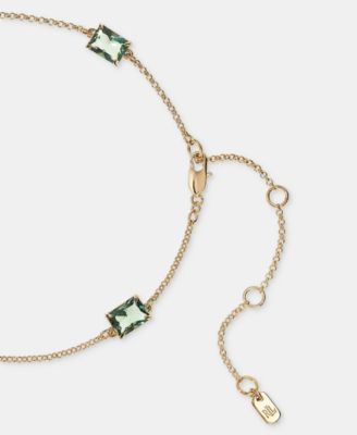 Gold-Tone Glass Stone Station Necklace. 16" + 3" extender