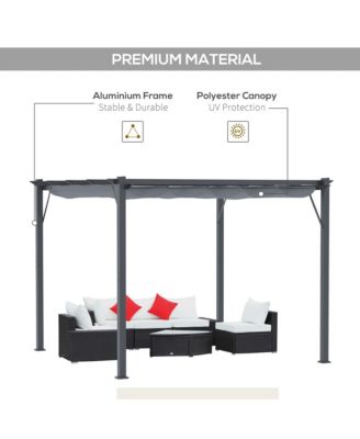 10' x 10' Pergola with Retractable Shade Canopy, Aluminum,