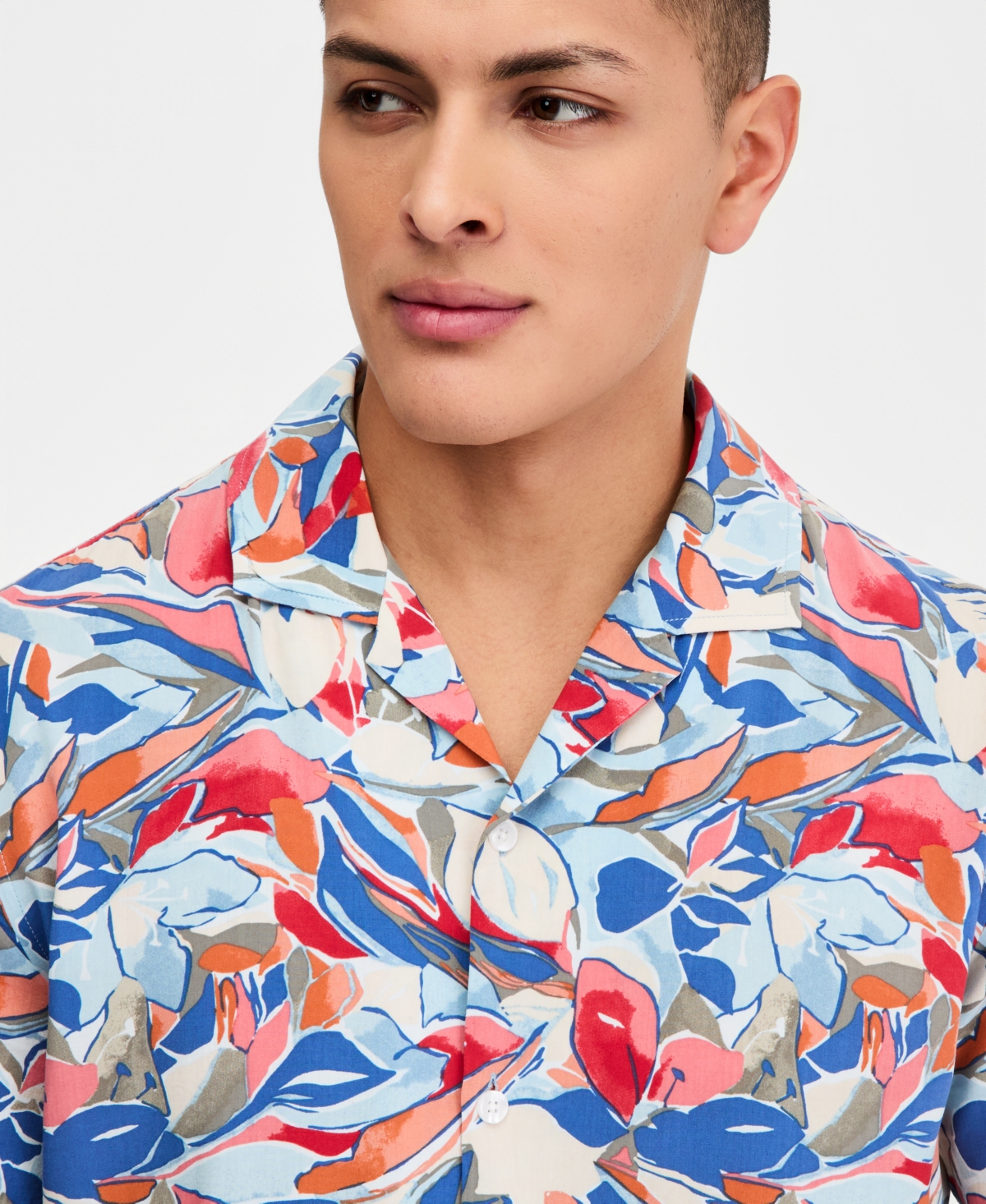 Sun + Stone Men's Levi Printed Short-Sleeve Camp Shirt, Macy's Exclusive