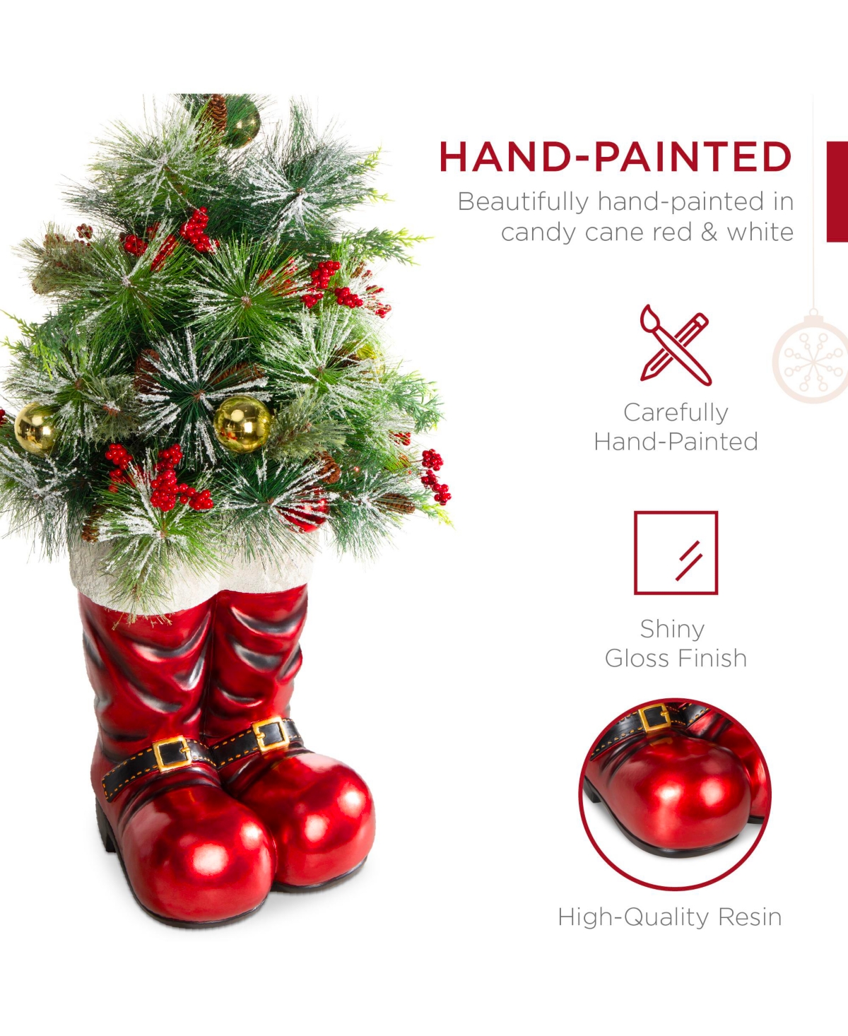 Best Choice Products 40in Santa Boots Decoration w/ Pre-Decorated Christmas Greenery, Battery-Operated Lights