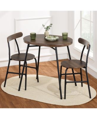 3-Piece Modern Oval Dining Table Set, Small Kitchen Dinette w/ 2 Chairs