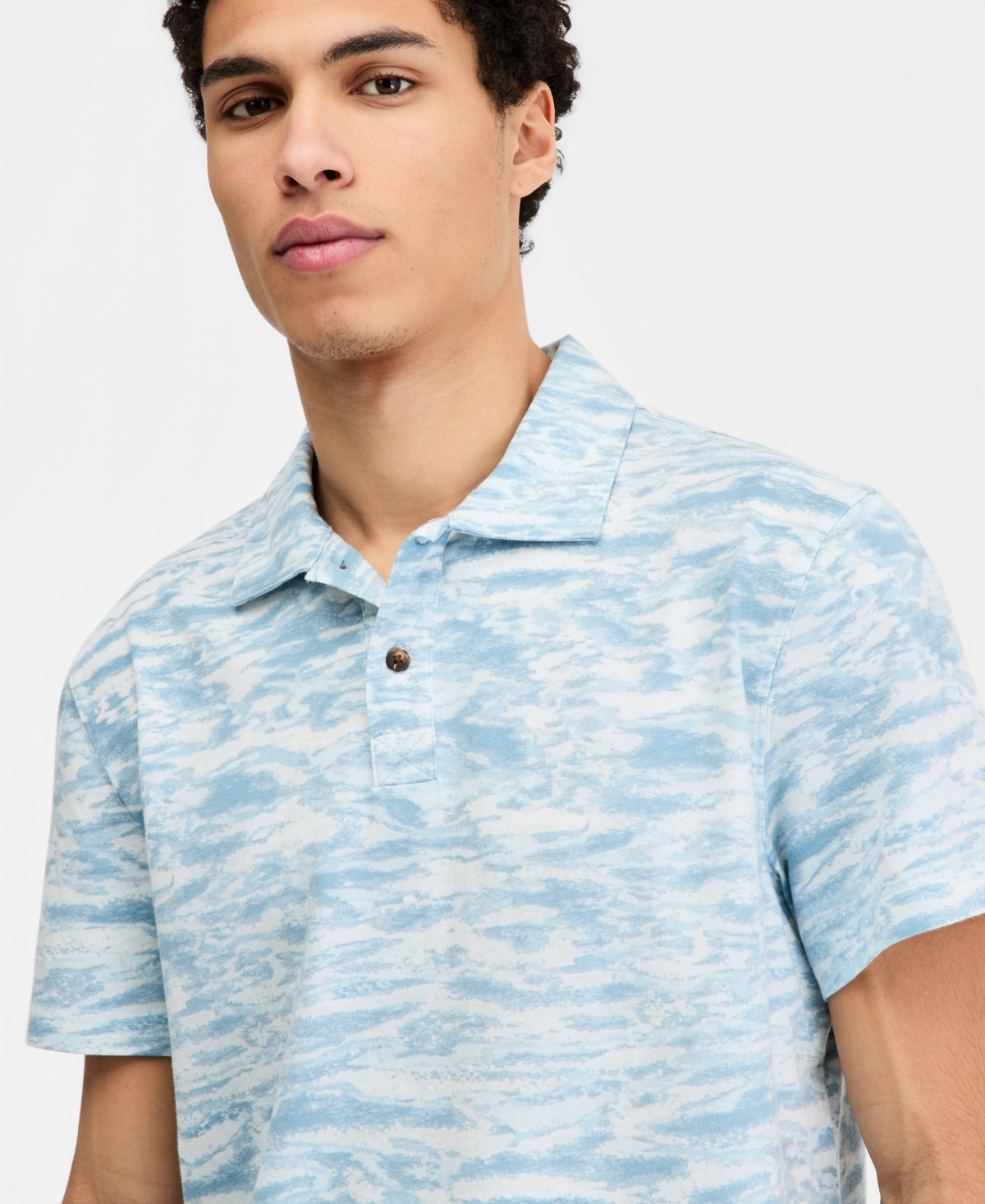 Sun + Stone Men's Cotton Reflection Camo Polo Shirt, Macy's Exclusive