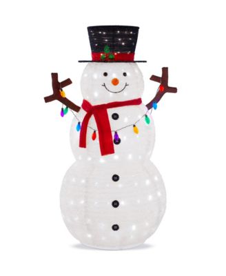 Lighted Pop-Up Snowman, Outdoor Christmas Holiday Decoration w/ LED Lights, Hat, Scarf