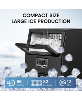 Commercial Ice Maker Machine,66Lbs/24H Stainless Steel Undercounter Ice Maker with 8Lbs Storage Capacity,Self-Cleaning Freestanding Ice Machine