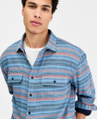 Men's Cotton Striped Long-Sleeve Shirt