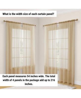 Essentials Sheer Voile Window Treatment Rod Pocket Curtain Panels - Set Of 4