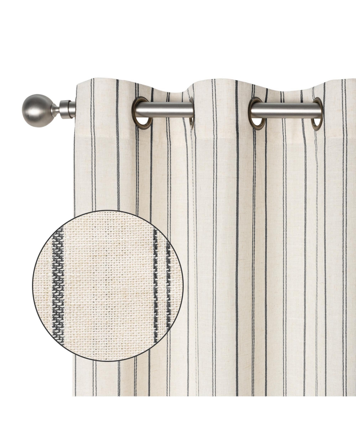 Awesome Home Linen Blend Geometric Striped Light Filtering Curtains Pair