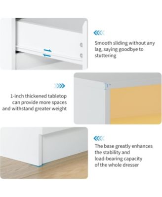 6-Drawer Dresser with LED Lighting & Charging Station, Modern Storage Chest with Power Outlets for Bedroom, Living Room, or Entryway