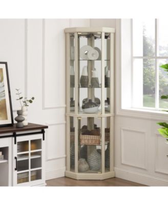 Lighted Corner Curio Cabinet - Glass Display Case