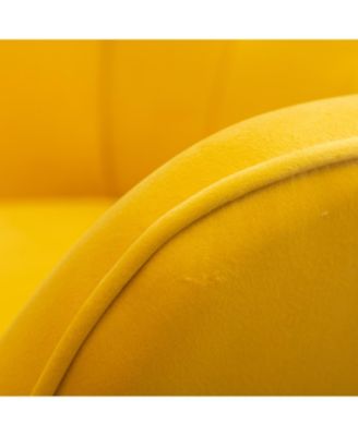 Contemporary Silky Velvet Tufted Accent Chair with Ottoman, Yellow