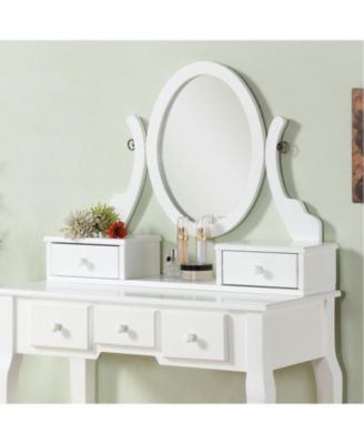 Streamdale Ashley Wood Make-Up Vanity Table and Stool Set, White