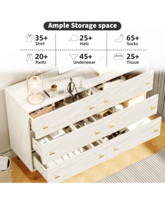 6 Drawers Dresser for Bedroom,47.2" Wide Wood Rustic Chest of Drawers with Bar Handles,Vintage Design,Storage Dressers