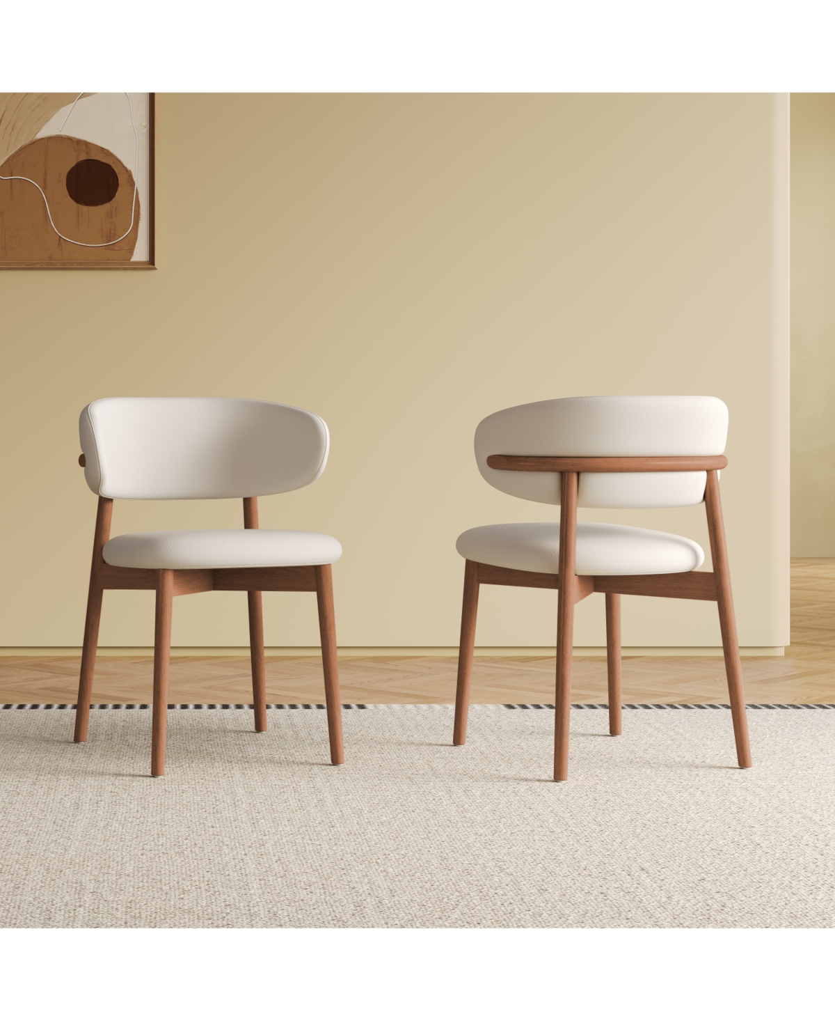 Streamdale Furniture Mid-Century Modern Dining Chairs (Set of 2) - Kitchen, Dining, Living Room - White