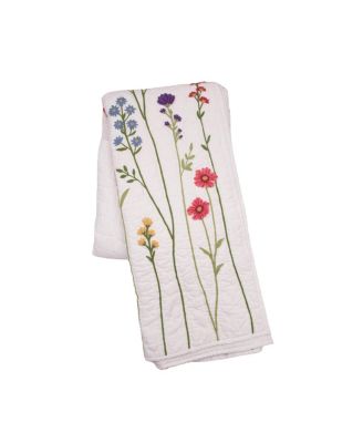 50" x 60" Botanical Field Floral Embroidered Quilted Throw Blanket