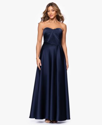 Women's Hammered Satin Strapless Gown