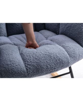 Streamdale Teddy Fabric Rocking Gilder Nursery Chair For Living Room Indoor,Light Blue