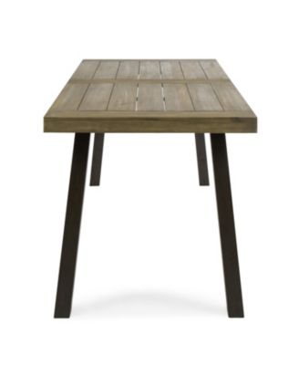 Della Acacia Wood Dining Table, Grey/Rustic Metal