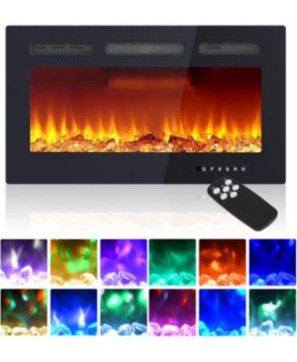 30" Wall Mounted Electric Fireplace Heater, 12 Flame Colors, Timer, Touch Screen, 750/1500W for Living Room