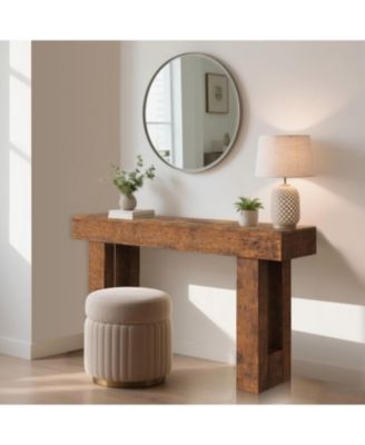 63" Long Console Table, Wooden Entry Table for Entryway, Rustic Sofa Tables Behind Couch, Foyer Hallway Tables for Entryway - Rustic Brown