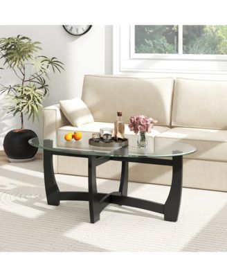 Coffee Table Modern Accent Tea Table w/ Rubber Wood Bentwood Structure
