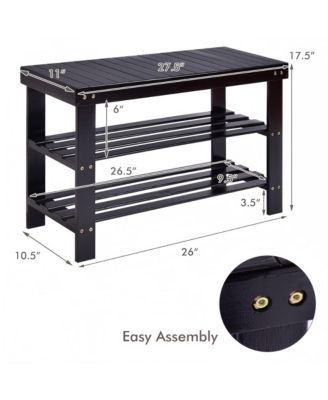 3-Tier Bamboo Shoe Rack Bench for Entryway