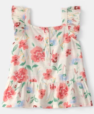 Girls' Toddler 2T-5T Square Neck Floral Peplum Top