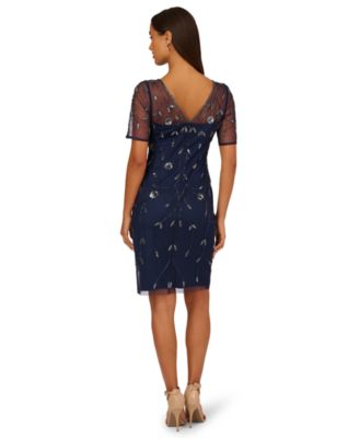 Women's Beaded Boat Neck Sheath Dress