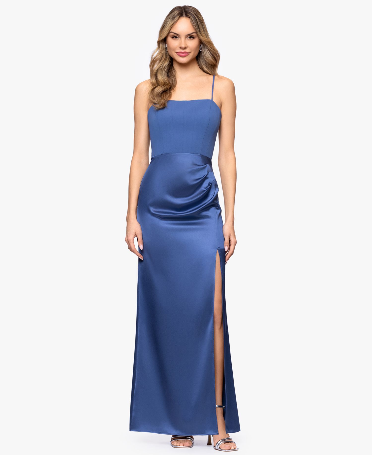 Women's Side Slit Square Neck Ball Gown