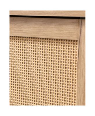 Mid-Century Modern Rattan Door Storage Cabinet