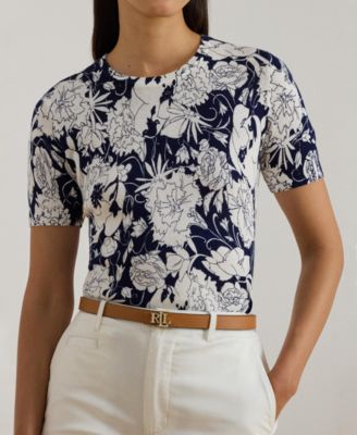 Women's Floral Short-Sleeve Sweater