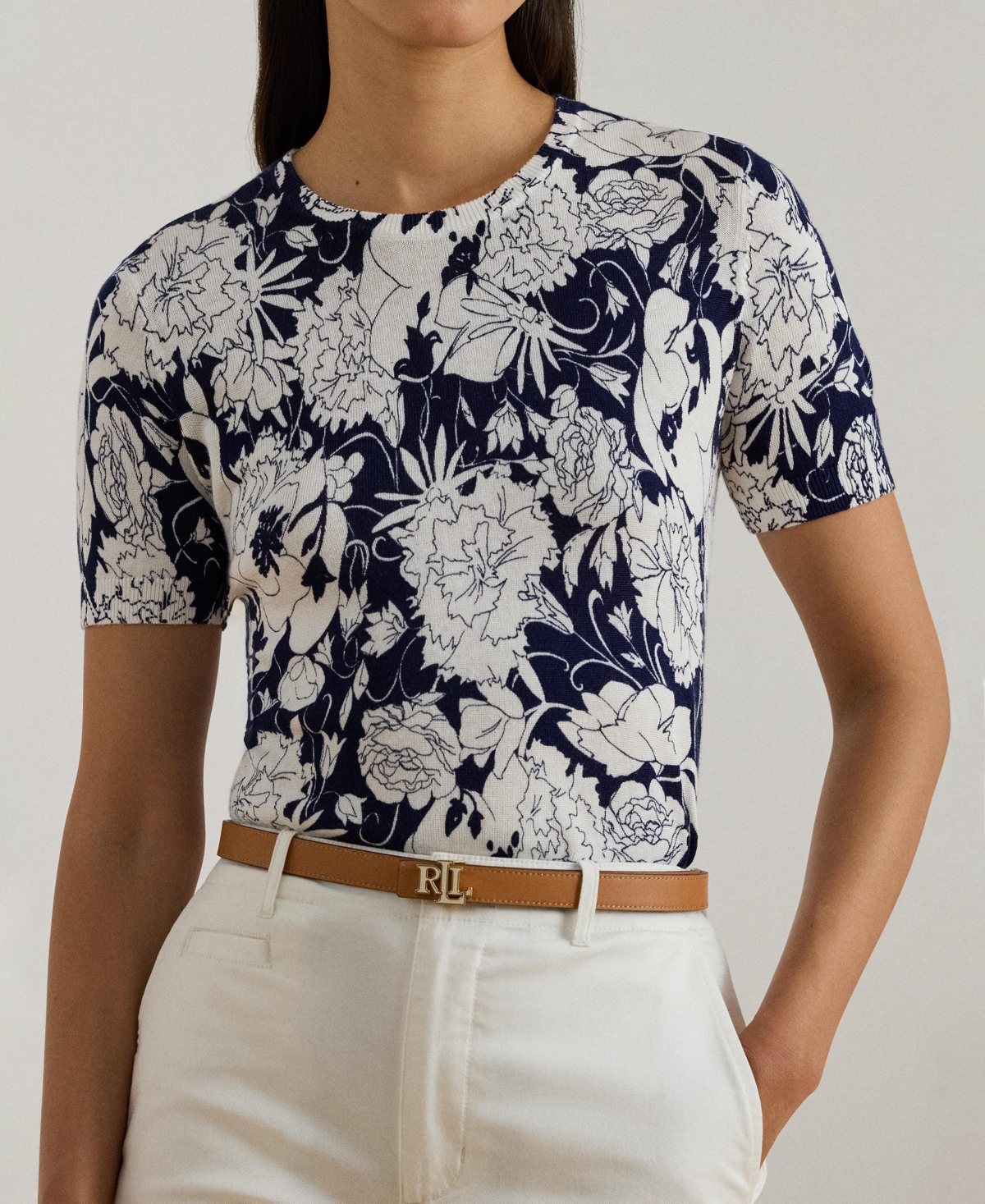 Lauren Ralph Women's Floral Short-Sleeve Sweater