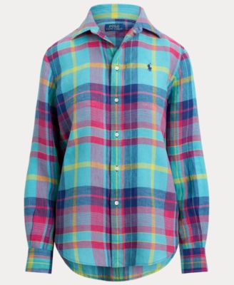Women's Classic Fit Plaid Point Collar Shirt