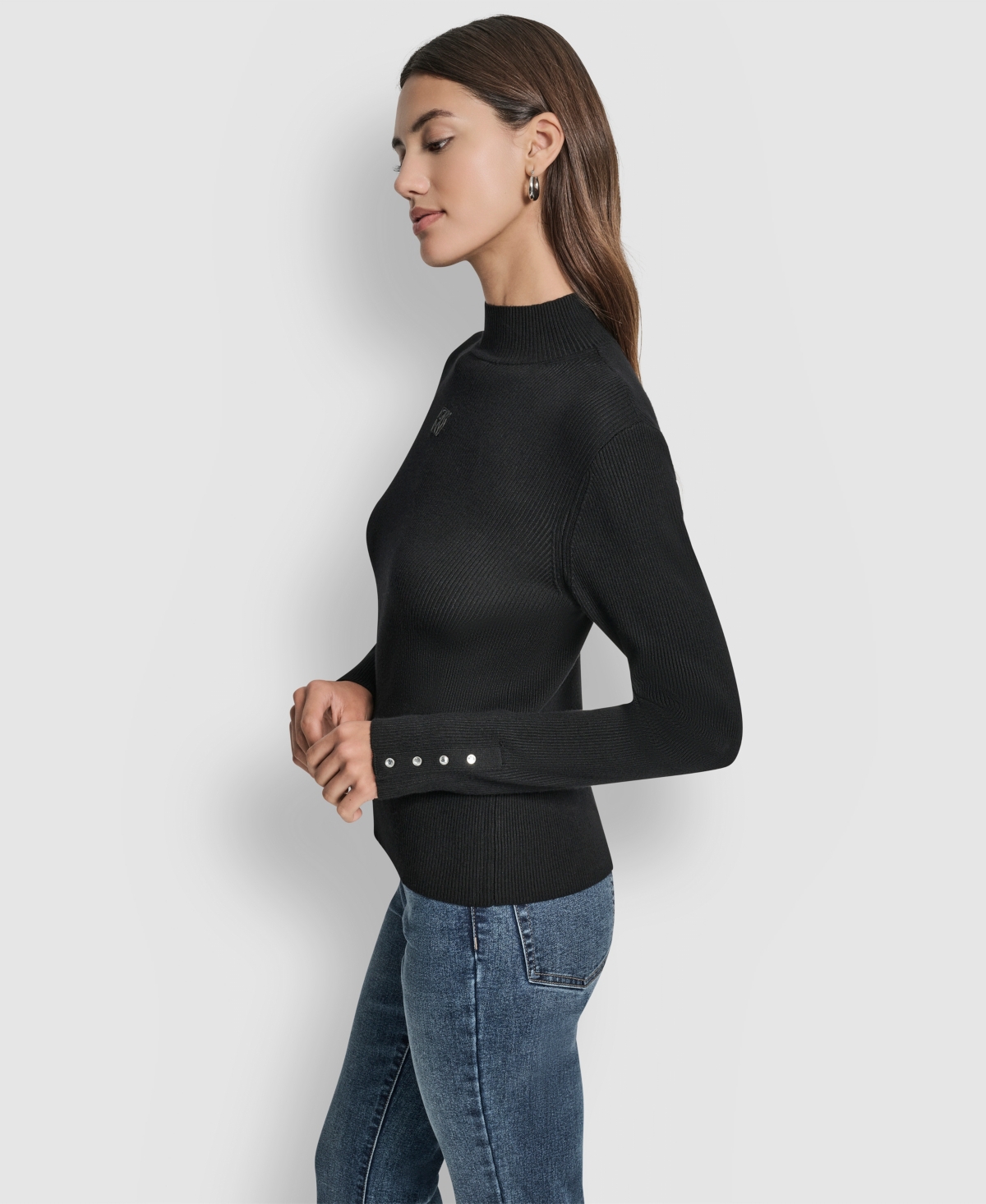 Dkny Jeans Women's Rib Long Sleeves Slim Fit Sweater