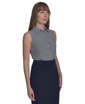 Women's Sleeveless Pinstripe Top