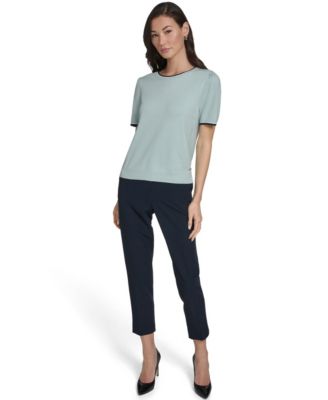 Women's Short-Sleeve Tipped Sweater