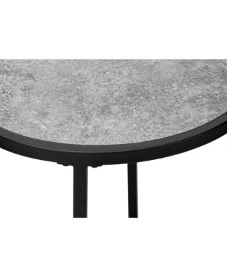 Contemporary Round Accent Table with Grey Laminate Top & Black Metal Base