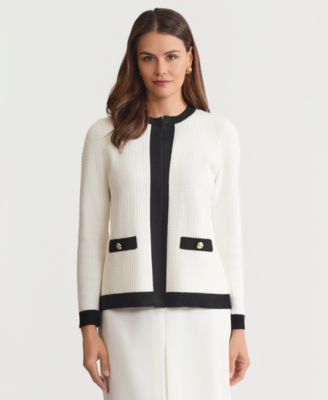 Women's Waffle-Knit Kissing-Front Jacket, Regular & Petite