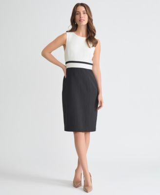 Women's Colorblocked Stretch Crepe Sheath Dress Regular & Petites