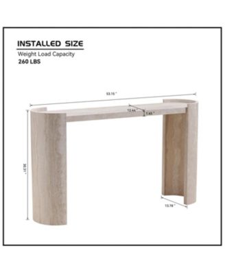 Faux Marble Console Table Narrow Sofa Table Beige
