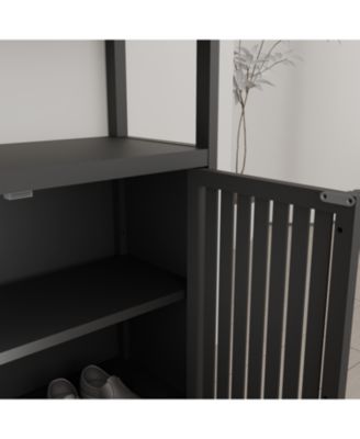 Black Bamboo Storage Cabinet with Shelves