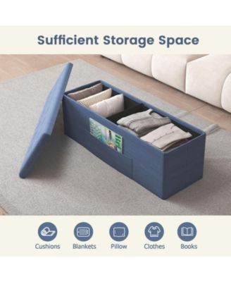 43'' Folding Storage Ottoman Bench w/ Removable Divider & Side Pocket Bedroom