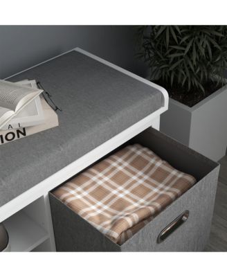 Wooden Shoe Rack with Cushion and Storage Drawer