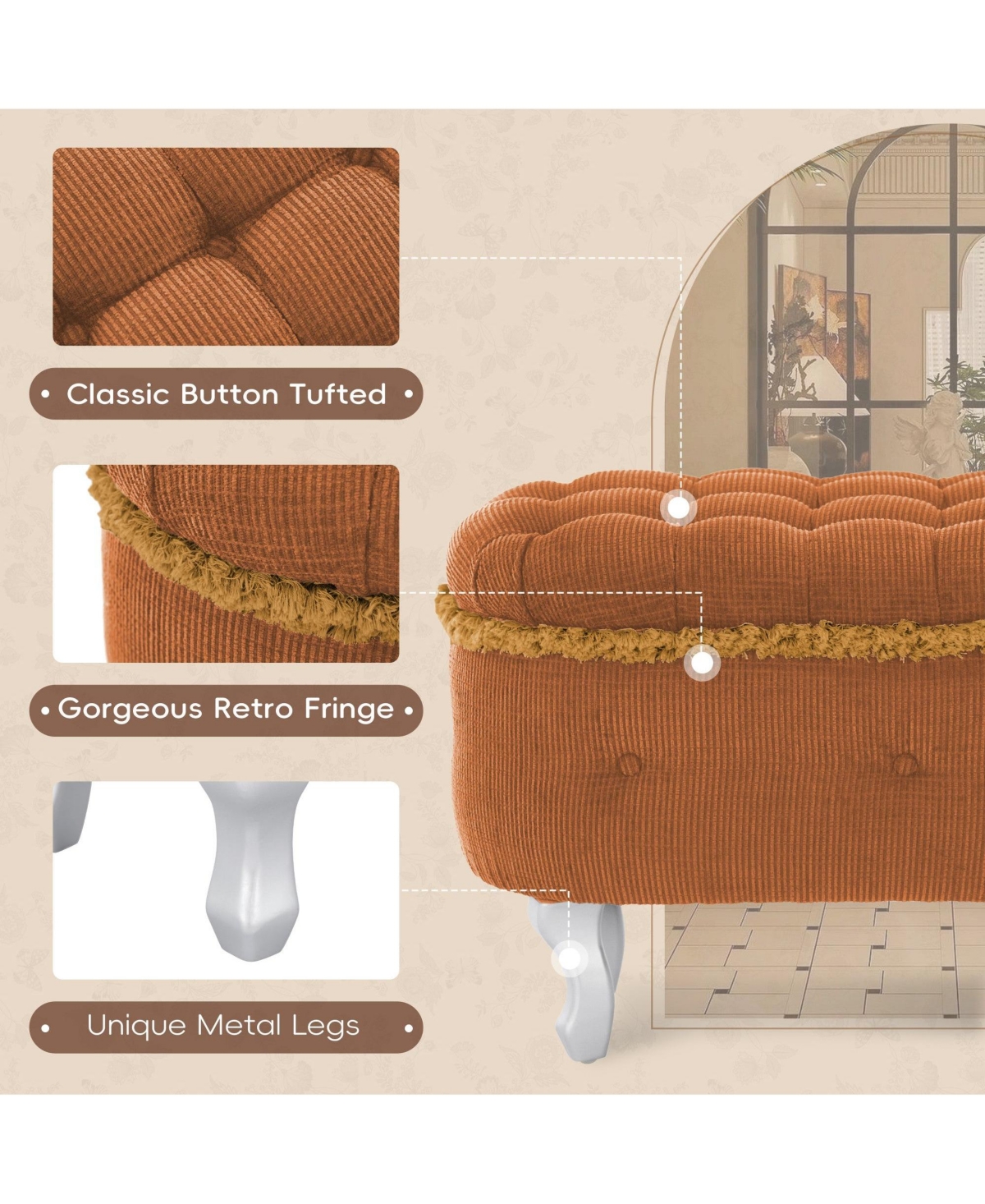 Boyel Living 29.5" Storage Benches, End of Bed Bench with Button-Tufted Shoe Cabinet Bench, Footboard Bench for Bedroom, Entryway