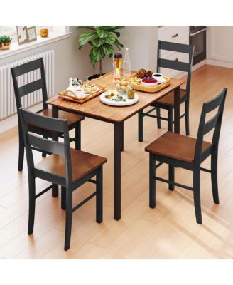 Farmhouse Armless Dining Chairs, Set of 2 with Open Back, Light