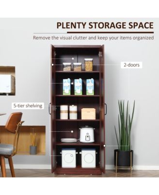 63" Kitchen Pantry, Storage Cabinet with 2 Doors, Adjustable Shelves