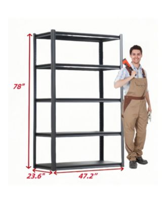 5-Tier Heavy-Duty Metal Storage Shelves, Adjustable for Garage, Basement, Kitchen
