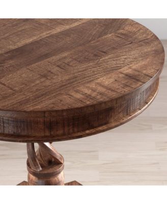 Global Archive Hand Carved Solid Mango Wood Pedestal Table