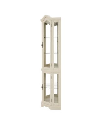 Streamdale Lighted Corner Curio Cabinet with Glass Doors & Shelves - White