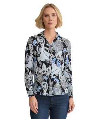 Jones New York - Women's Printed Button-Front Shirt