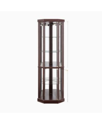 Lighted Corner Curio Cabinet - Dark Cherry